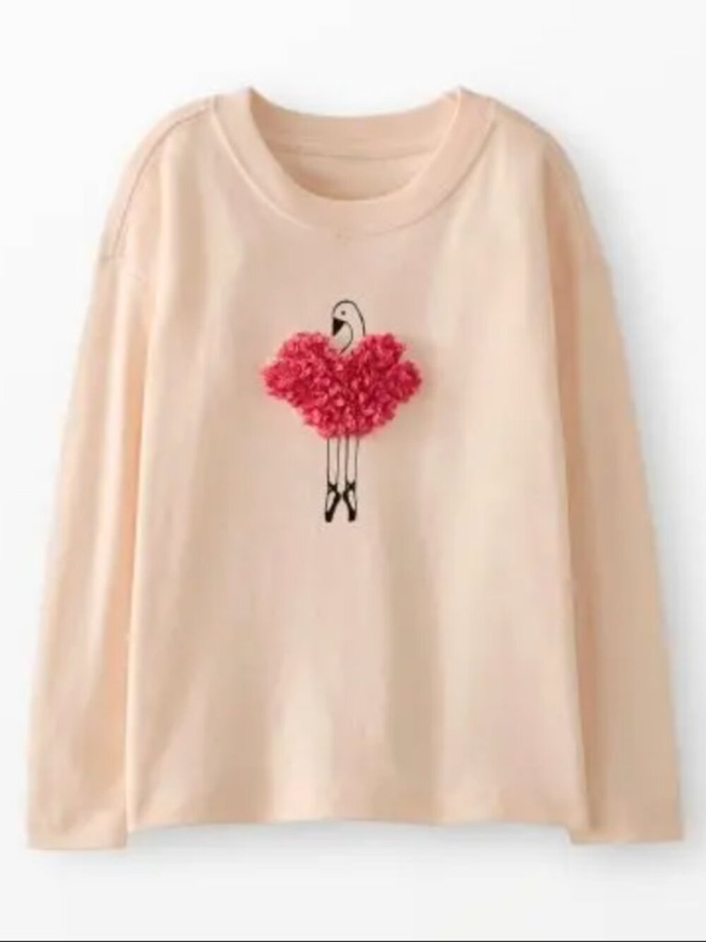 Hanna Andersson Textured Graphic Long Sleeve Tee Flamingo Ballerina - Size 8 140